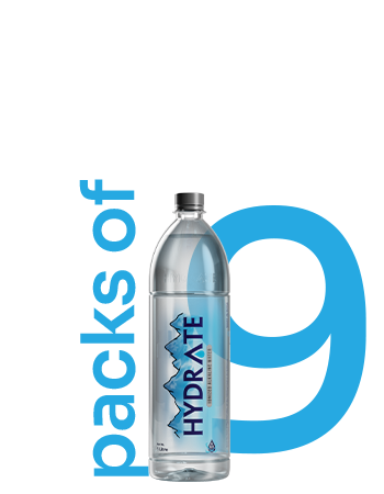 Hydrate's Alkaline Packaged Drinking Water in Pack of 9